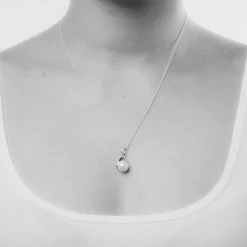 Ladies Silver Cubic Zirconia & Freshwater Pearl Twist Top Drop Necklace (Chain Included)