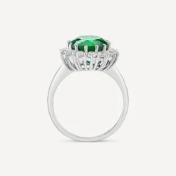 Ladies Sterling Silver and Created Emerald Ring