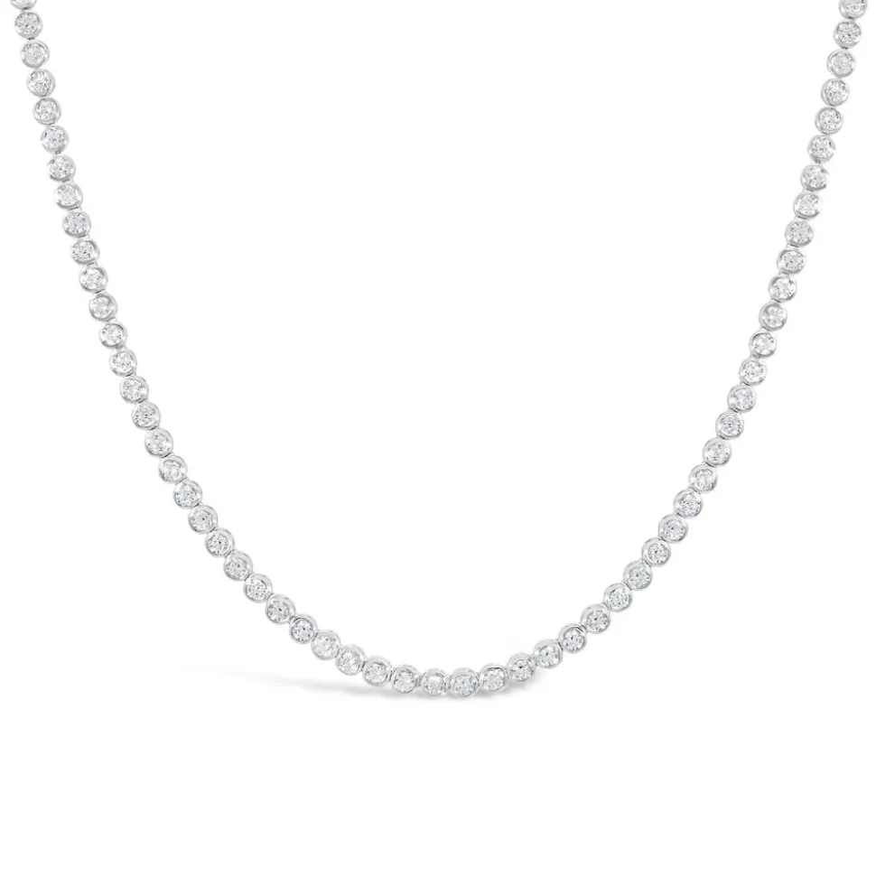 Ladies Sterling Silver Cubic Zirconia Tennis Necklace
