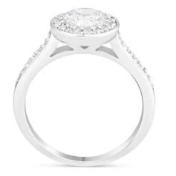 Ladies Sterling Silver Cubic Zirconia Halo Ring