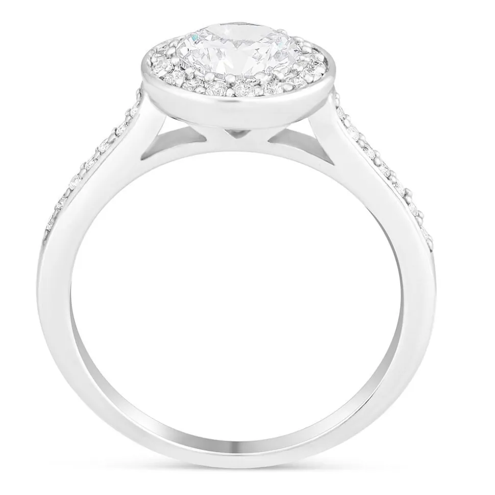 Ladies Sterling Silver Cubic Zirconia Halo Ring