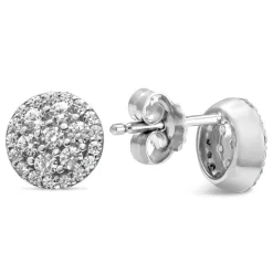 Ladies Sterling Silver Cubic Zirconia Cluster Stud Earrings