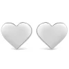 Ladies Sterling Silver Flat Polished Heart 6mm Stud Earrings