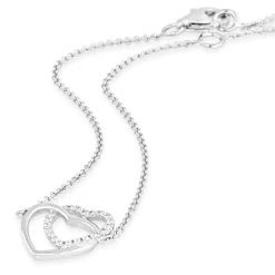 Ladies Sterling Silver Interlocking Heart Bracelet