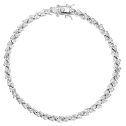 Ladies Sterling Silver Marquise Cut Cubic Zirconia Tennis Bracelet
