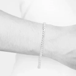 Ladies Sterling Silver Marquise Cut Cubic Zirconia Tennis Bracelet