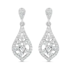 Ladies Sterling Silver Pear Shape Cubic Zirconia Sprinkle Drop
