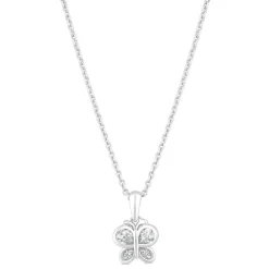 Little Treasure Sterling Silver Cubic Zirconia Butterfly Pendant (Chain Included)