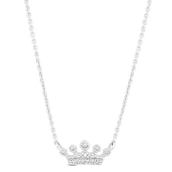 Little Treasure Sterling Silver Cubic Zirconia Crown Necklet