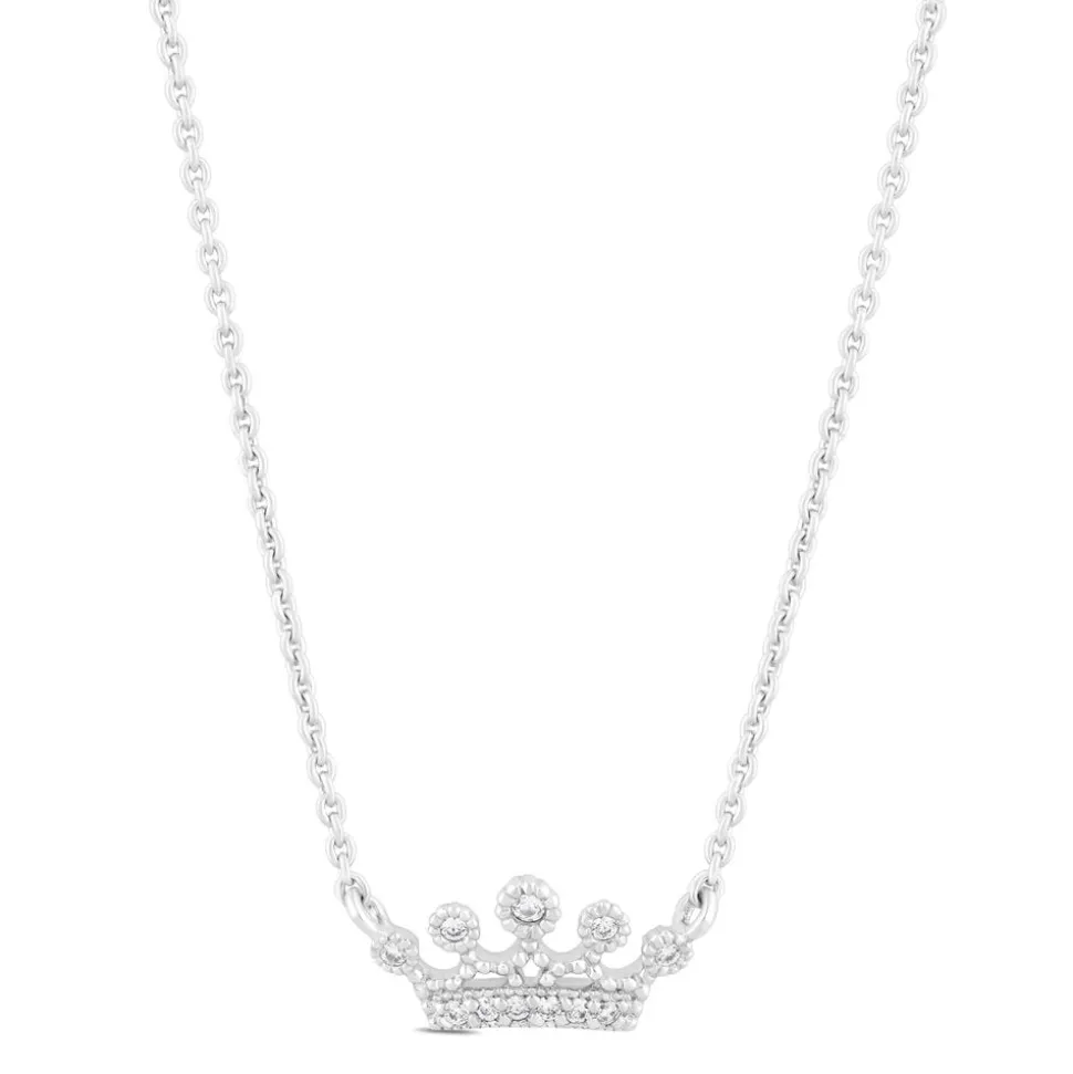 Little Treasure Sterling Silver Cubic Zirconia Crown Necklet