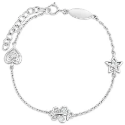 Little Treasure Sterling Silver Cubic Zirconia Children's Charm Bracelet