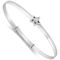 Little Treasure Sterling Silver Cubic Zirconia Open Star Bangle