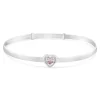 Little Treasure Sterling Silver Pink Crystal Heart Bangle