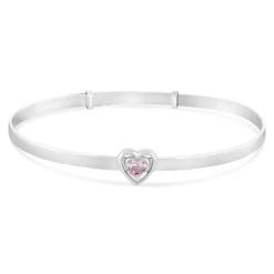 Little Treasure Sterling Silver Pink Crystal Heart Bangle