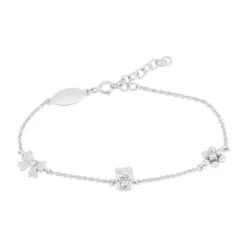 Little Treasure Sterling Silver Cubic Zirconia Children's Station Bracelet