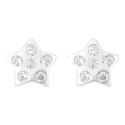 Little Treasure Sterling Silver Cubic Zirconia Dot Star Earrings