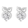 Little Treasure Sterling Silver Cubic Zirconia Owl Stud Earrings