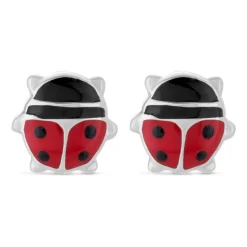 Little Treasure Sterling Silver Red Enamel Ladybird Stud Earrings