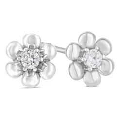 Little Treasure Sterling Silver Cubic Zirconia Flower Stud Earrings