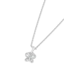 Little Treasure Sterling Silver Cubic Zirconia Butterfly Pendant (Chain Included)