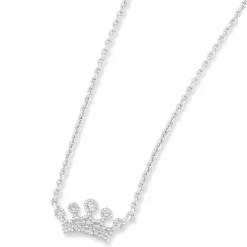 Little Treasure Sterling Silver Cubic Zirconia Crown Necklet