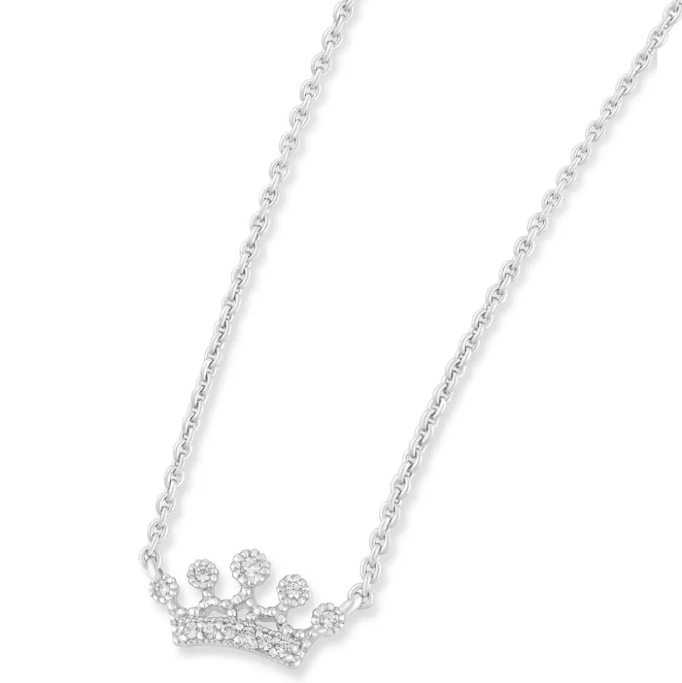 Little Treasure Sterling Silver Cubic Zirconia Crown Necklet
