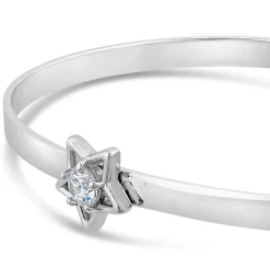 Little Treasure Sterling Silver Cubic Zirconia Open Star Bangle