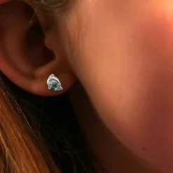 Little Treasure Sterling Silver Blue Crystal Dolphin Stud Earrings