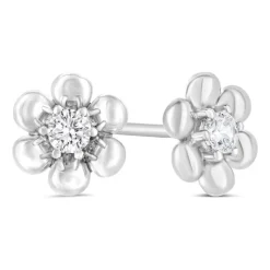 Little Treasure Sterling Silver Cubic Zirconia Flower Stud Earrings