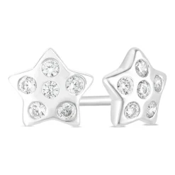 Little Treasure Sterling Silver Cubic Zirconia Dot Star Earrings
