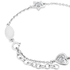 Little Treasure Sterling Silver Cubic Zirconia Children's Charm Bracelet