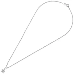 Little Treasure Sterling Silver Cubic Zirconia Open Star Pendant (Chain Included)