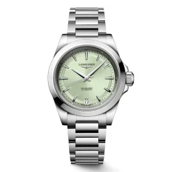 Longines Conquest 34mm Green Dial Steel Bracelet Watch