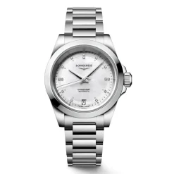 Longines Conquest 34mm Pearlised Dial Stainless Steel Case Bracelet Watch