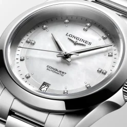 Longines Conquest 34mm Pearlised Dial Stainless Steel Case Bracelet Watch