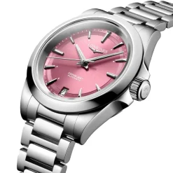 Longines Conquest 34mm Pink Dial Steel Bracelet Watch