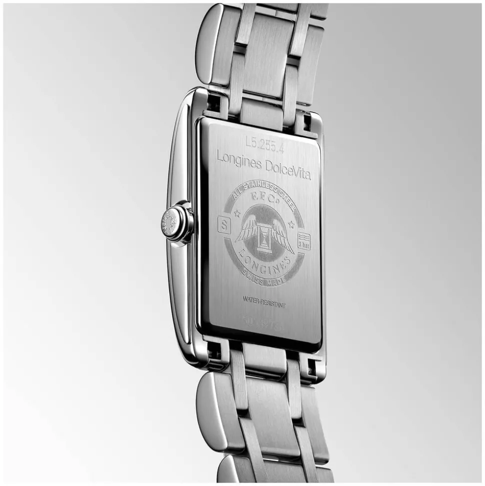 Longines DolceVita ladies' diamond dot mother of pearl dial stainless steel bracelet watch
