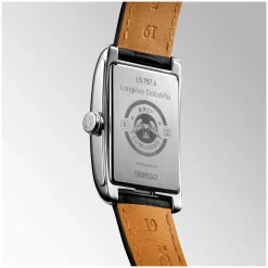 Longines DolceVita Silver Dial Roman Numerals Black Leather Strap Watch