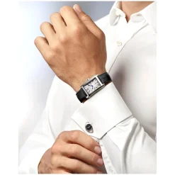 Longines DolceVita Silver Dial Roman Numerals Black Leather Strap Watch