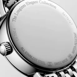 Longines Elegant 30mm MOP Dial Moonphase Diamond Dots Steel Bracelet Watch