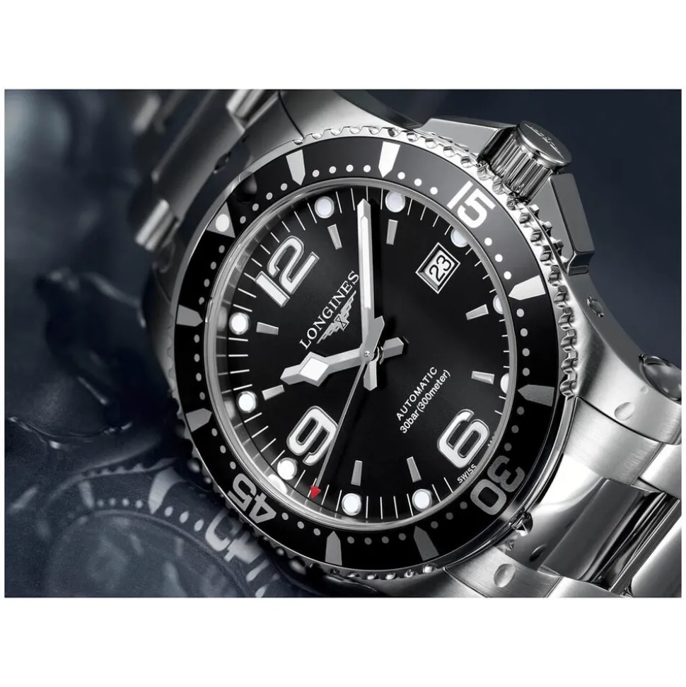 Longines HydroConquest Automatic Black Dial Stainless Steel Bracelet Watch