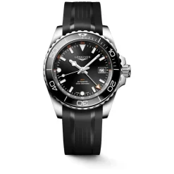 Longines Hydroconquest 41mm Sunray Black Dial Steel & Ceramic Case Rubber Strap Watch