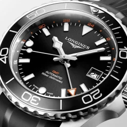 Longines Hydroconquest 41mm Sunray Black Dial Steel & Ceramic Case Rubber Strap Watch