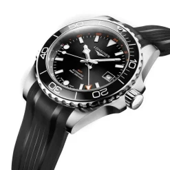 Longines Hydroconquest 41mm Sunray Black Dial Steel & Ceramic Case Rubber Strap Watch