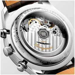 Longines Master Collection 40mm Automatic Chronograph Silver Dial Leather Strap Watch