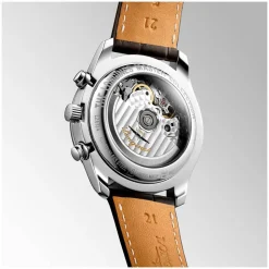 Longines Master Collection 40mm Automatic Chronograph Silver Dial Leather Strap Watch