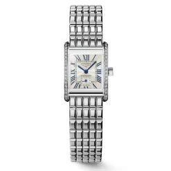 Longines MiniDolcevita 2023 29 X 21.50mm Silver "flinqu&eacute;" Blue Hands Dial Diamond Case Watch