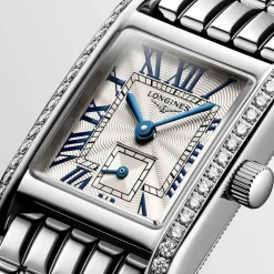 Longines MiniDolcevita 2023 29 X 21.50mm Silver "flinqué" Blue Hands Dial Diamond Case Watch