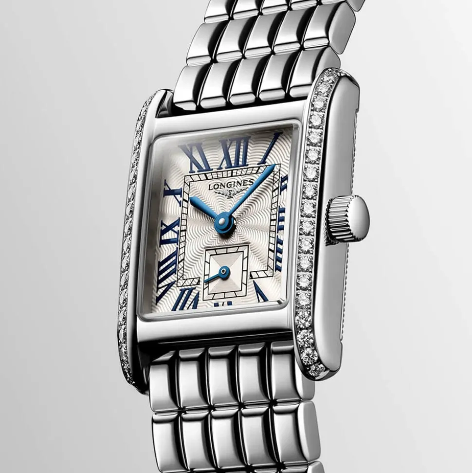 Longines MiniDolcevita 2023 29 X 21.50mm Silver "flinqué" Blue Hands Dial Diamond Case Watch