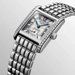 Longines MiniDolcevita 2023 29 X 21.50mm Silver "flinqué" Blue Hands Dial Diamond Case Watch